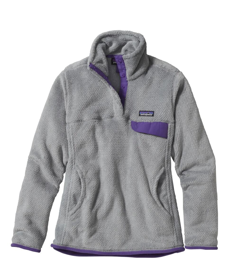 Patagonia Women's Re-Tool Snap-T Pullover Grey with Purple Accent MEDIUM